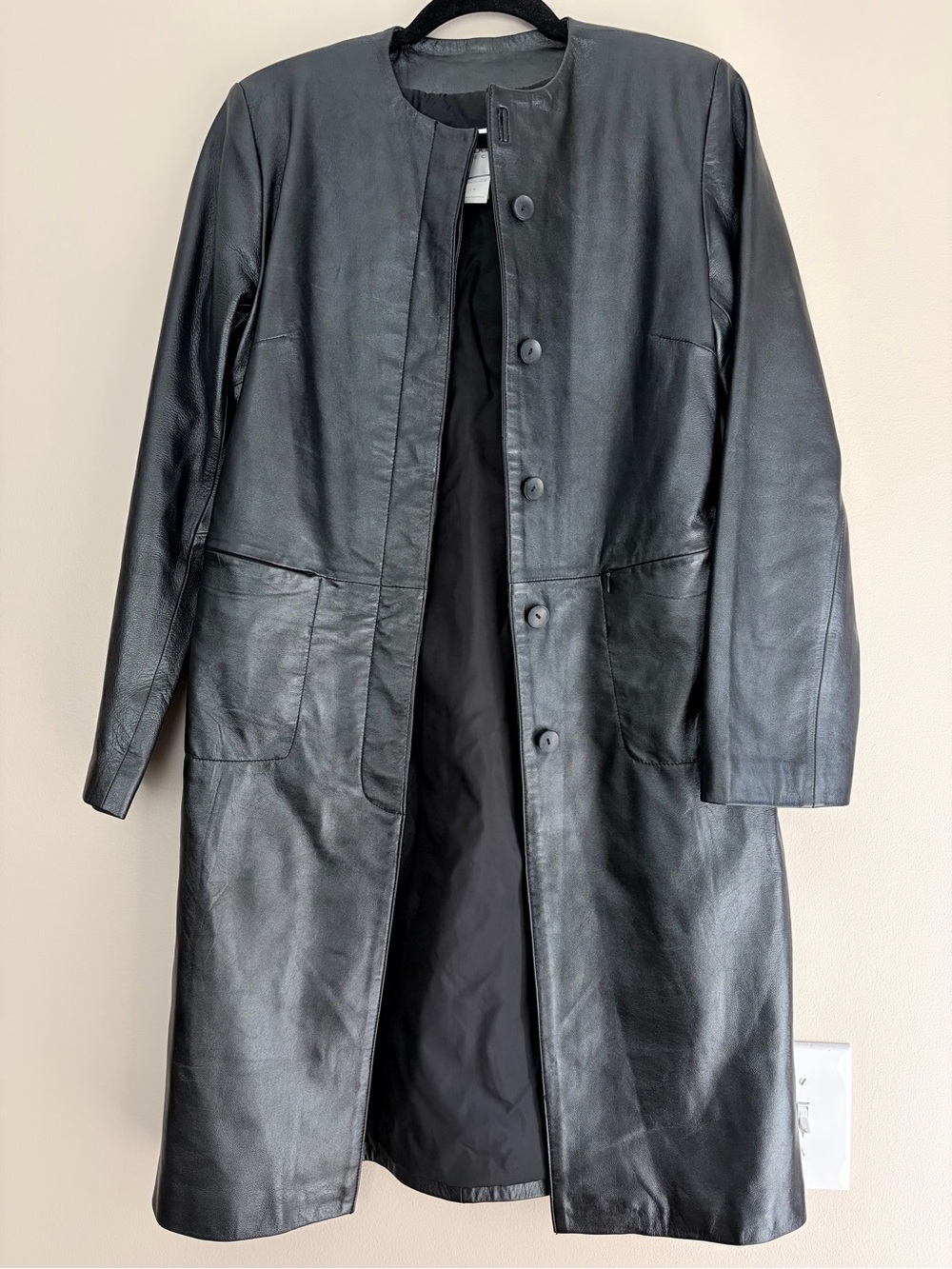 Hugo Buscati Black Leather Long Coat